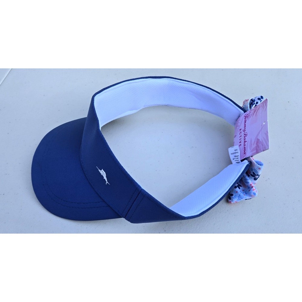 Tommy Bahama Active Womens Sun Visor Navy Blue Floral Bow Marlin Logo NWT - Picture 2 of 5